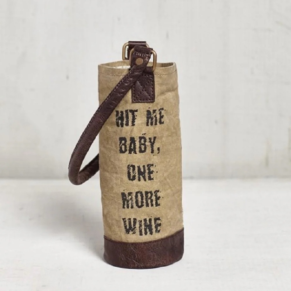 Wine Bottle Holder with Leather Strap
